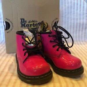 Patent Hot Pink Dr Martens Brooklee Boot Toddler 6